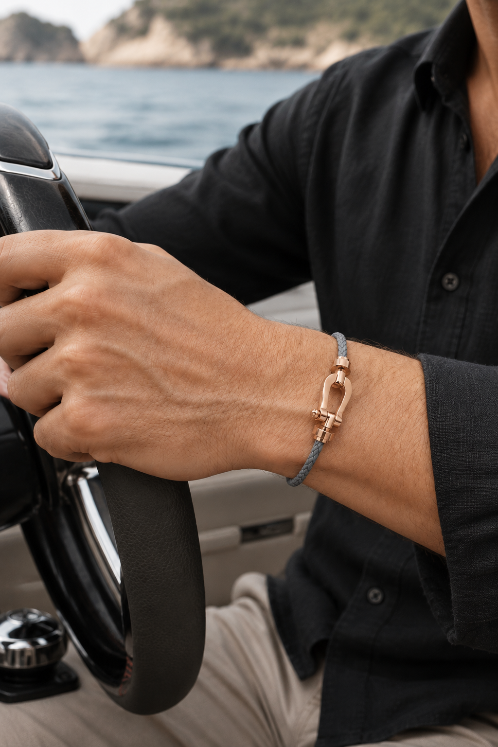 Pulseira Capri Náutica Cinza/Ouro Rosa